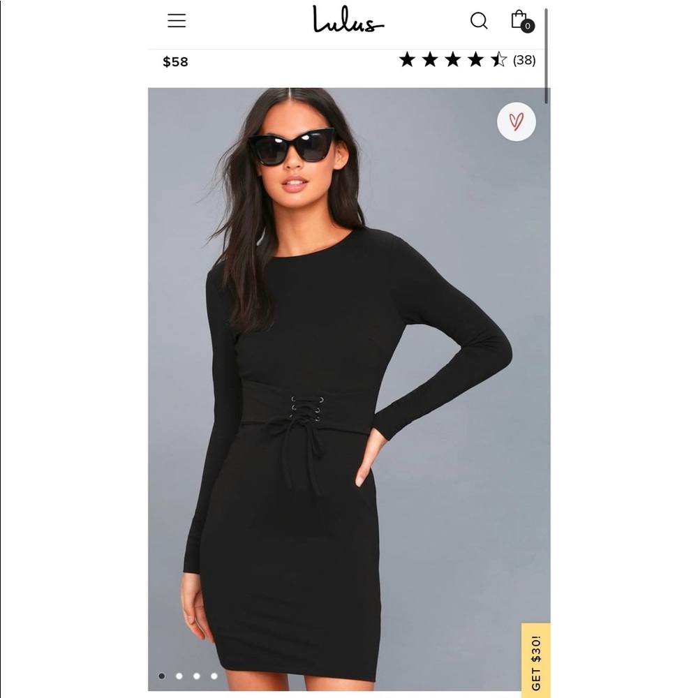 Lulu’s boutique black long sleeve dress size Small